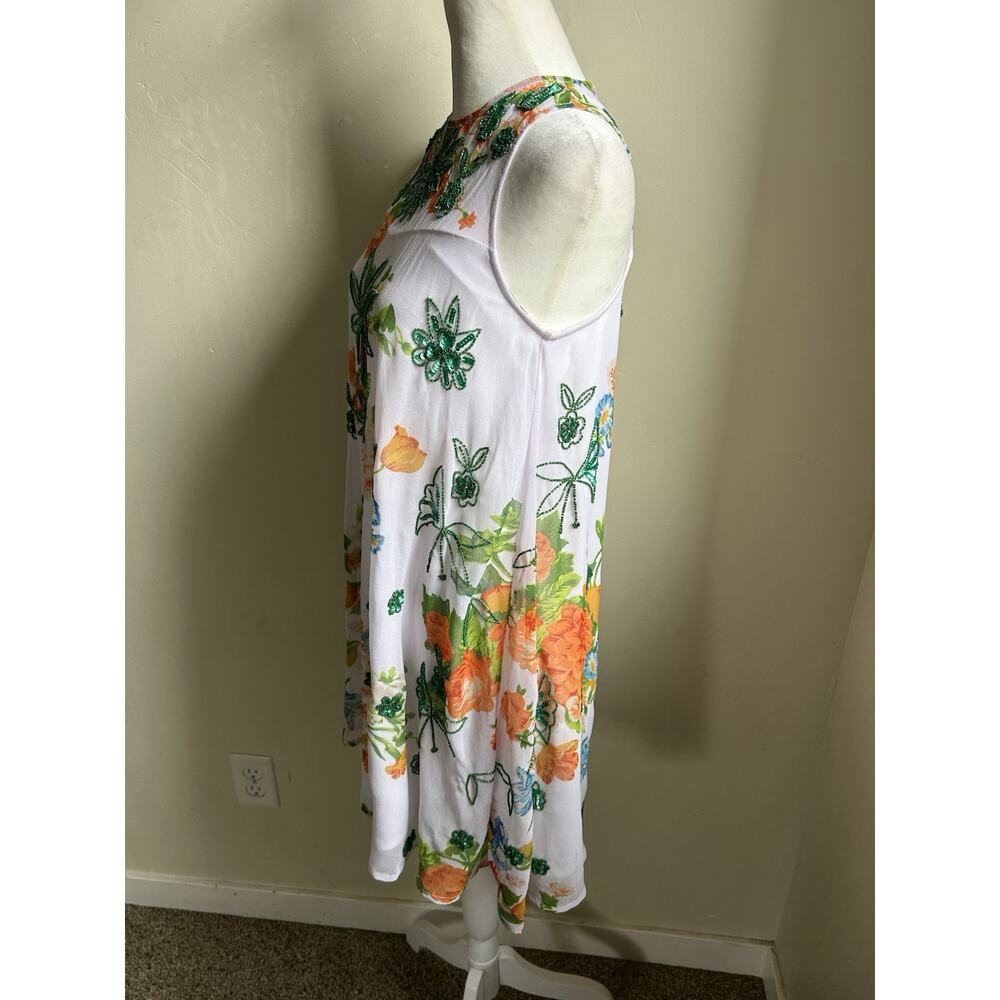 Raga Anthropologie Beaded Sequin Floral Mini Dress S Sleeveless Boho NWT - Picture 6 of 16